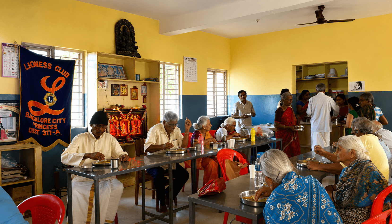 Inmates having lunch at Asha Deep